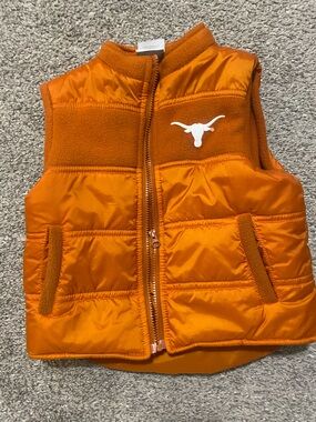 New University of Texas UT Kids College Longhorns Burnt Orange Puffer Vest XS 5T